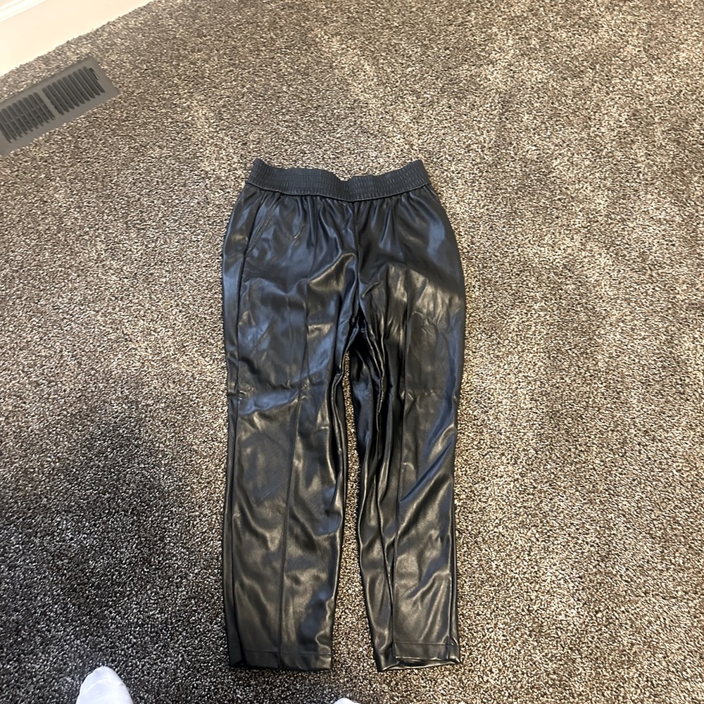 Brand new black leather joggers